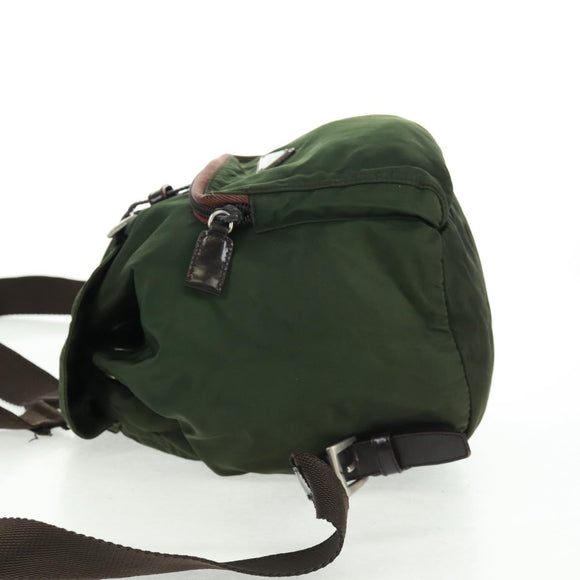 PRADA Backpack Nylon Green Silver Auth 161420