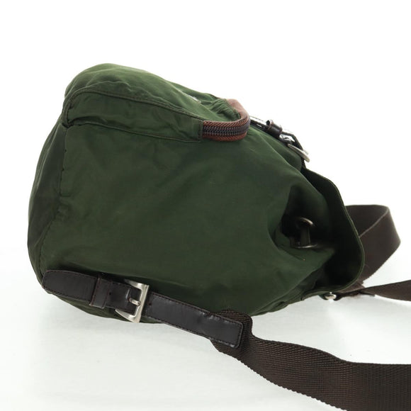 PRADA Backpack Nylon Green Silver Auth 161420