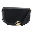 CELINE Horse Carriage Shoulder Bag Leather Black Gold Auth 161421-1