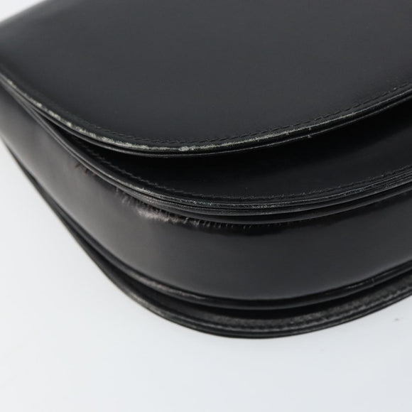 CELINE Horse Carriage Shoulder Bag Leather Black Gold Auth 161421