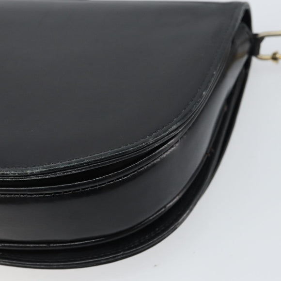 CELINE Horse Carriage Shoulder Bag Leather Black Gold Auth 161421