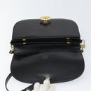 CELINE Horse Carriage Shoulder Bag Leather Black Gold Auth 161421-9