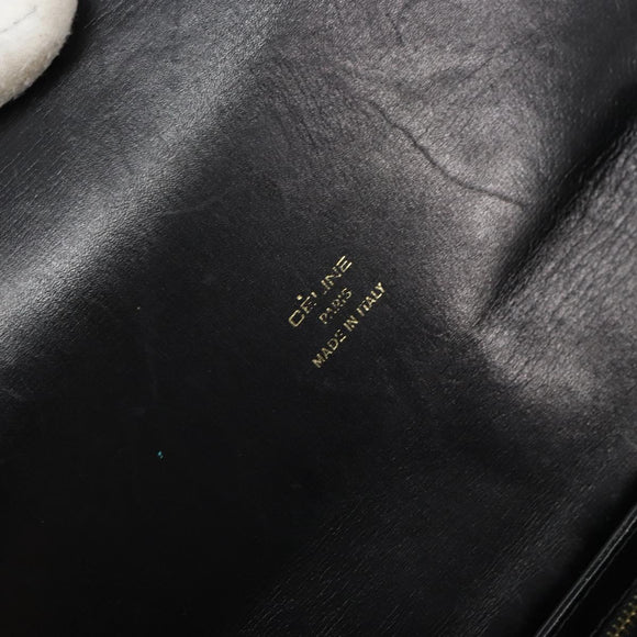 CELINE Horse Carriage Shoulder Bag Leather Black Gold Auth 161421