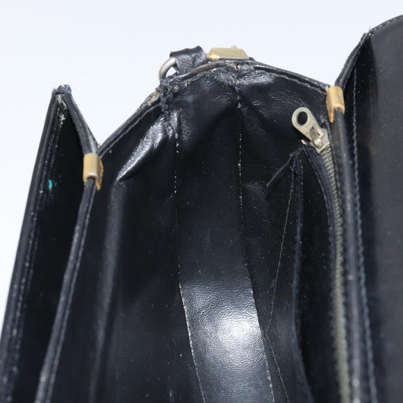 CELINE Horse Carriage Shoulder Bag Leather Black Gold Auth 161421