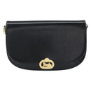 CELINE Horse Carriage Shoulder Bag Leather Black Gold Auth 161421-13