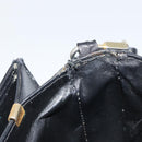 CELINE Horse Carriage Shoulder Bag Leather Black Gold Auth 161421-10