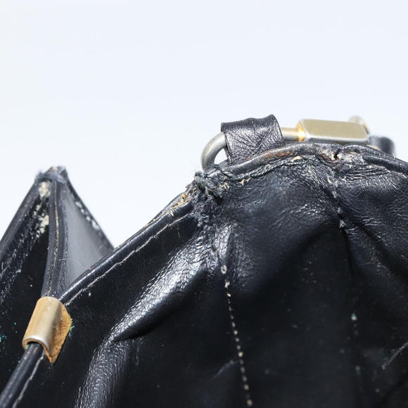 CELINE Horse Carriage Shoulder Bag Leather Black Gold Auth 161421