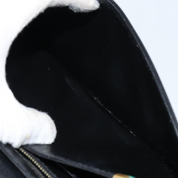 CELINE Horse Carriage Shoulder Bag Leather Black Gold Auth 161421