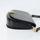 CELINE Horse Carriage Shoulder Bag Leather Black Gold Auth 161421-3