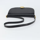 CELINE Horse Carriage Shoulder Bag Leather Black Gold Auth 161421-7