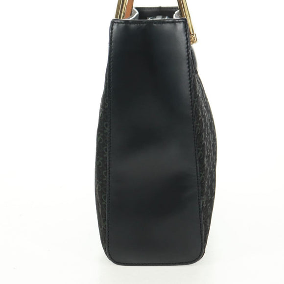 LOEWE Hand Bag Canvas Black Gold Auth 161425V