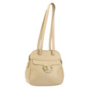 Salvatore Ferragamo Gancini Shoulder Bag Leather Beige Gold Auth 161430-1