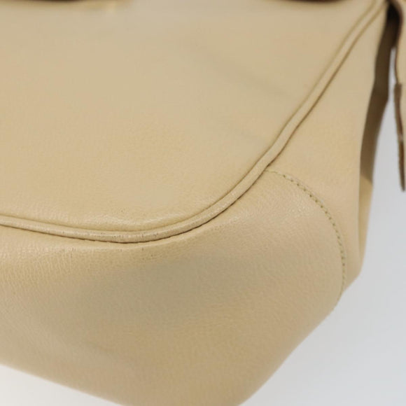 Salvatore Ferragamo Gancini Shoulder Bag Leather Beige Gold Auth 161430
