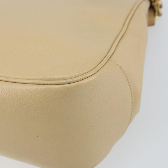 Salvatore Ferragamo Gancini Shoulder Bag Leather Beige Gold Auth 161430
