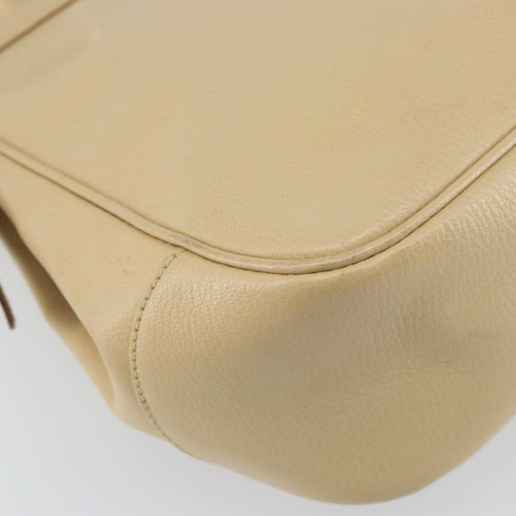 Salvatore Ferragamo Gancini Shoulder Bag Leather Beige Gold Auth 161430