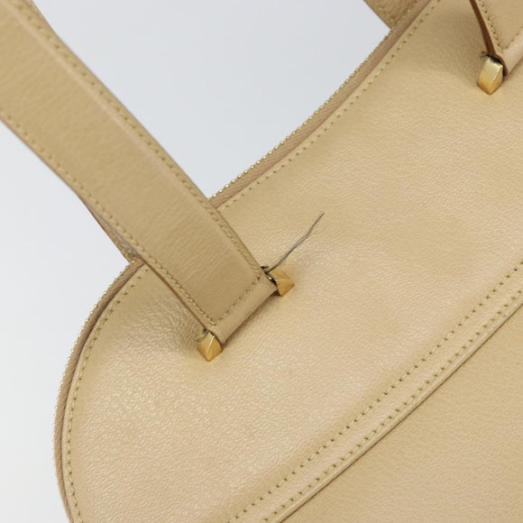 Salvatore Ferragamo Gancini Shoulder Bag Leather Beige Gold Auth 161430