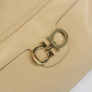 Salvatore Ferragamo Gancini Shoulder Bag Leather Beige Gold Auth 161430-17