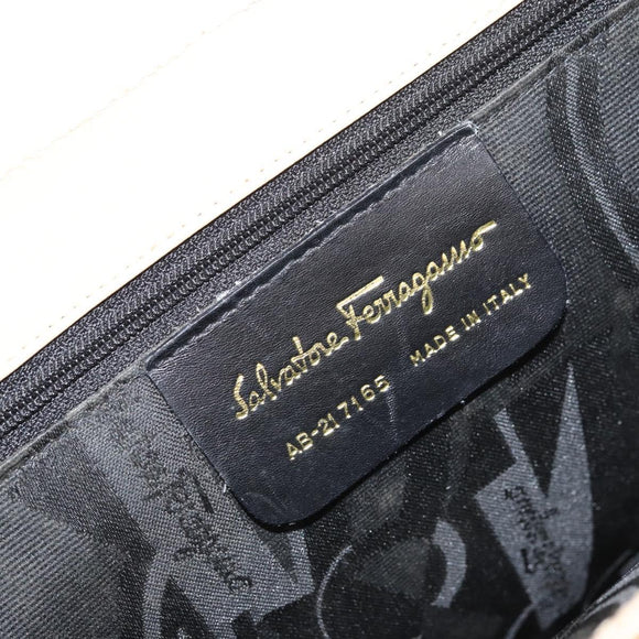 Salvatore Ferragamo Gancini Shoulder Bag Leather Beige Gold Auth 161430