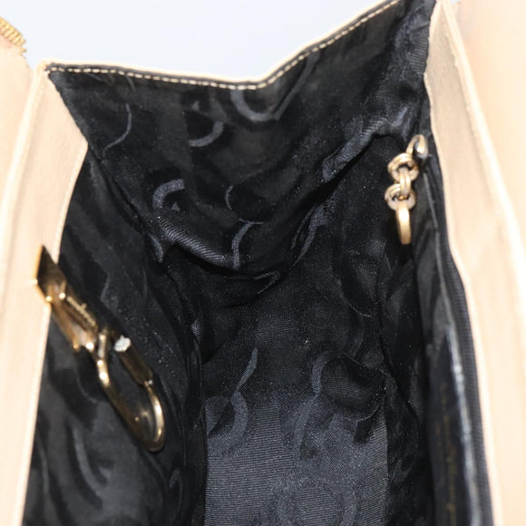 Salvatore Ferragamo Gancini Shoulder Bag Leather Beige Gold Auth 161430