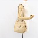 Salvatore Ferragamo Gancini Shoulder Bag Leather Beige Gold Auth 161430-22