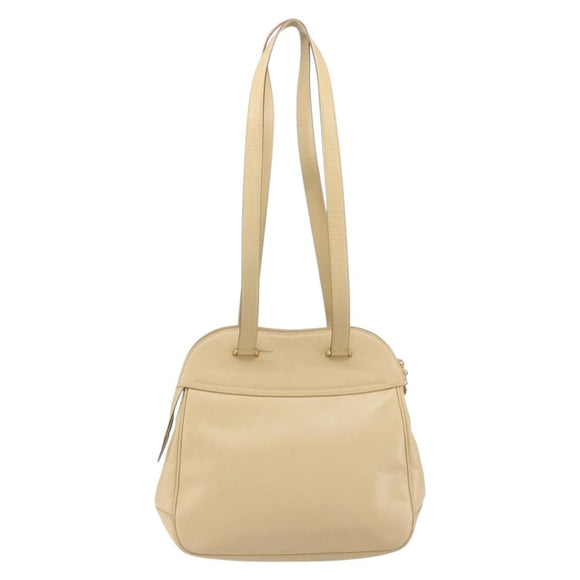 Salvatore Ferragamo Gancini Shoulder Bag Leather Beige Gold Auth 161430