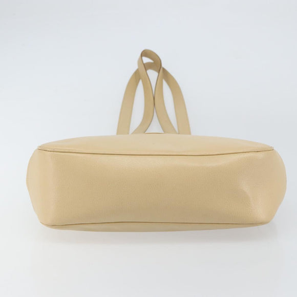 Salvatore Ferragamo Gancini Shoulder Bag Leather Beige Gold Auth 161430