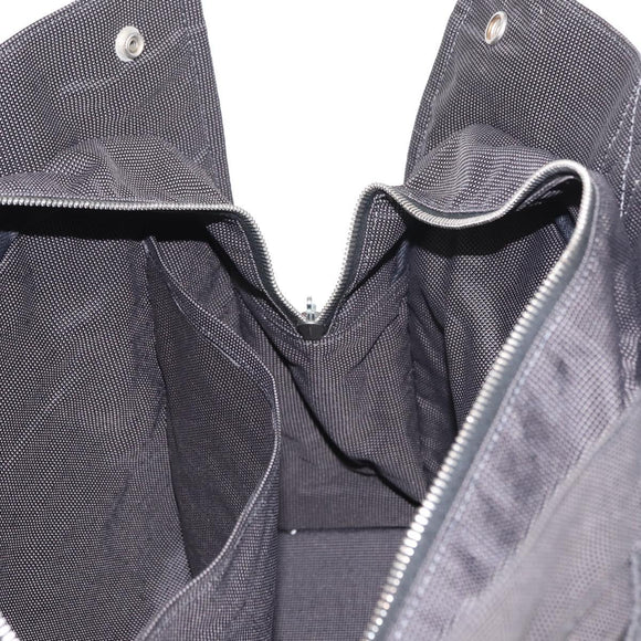 HERMES Her Line Tote Bag Canvas Gray Silver Auth 161431