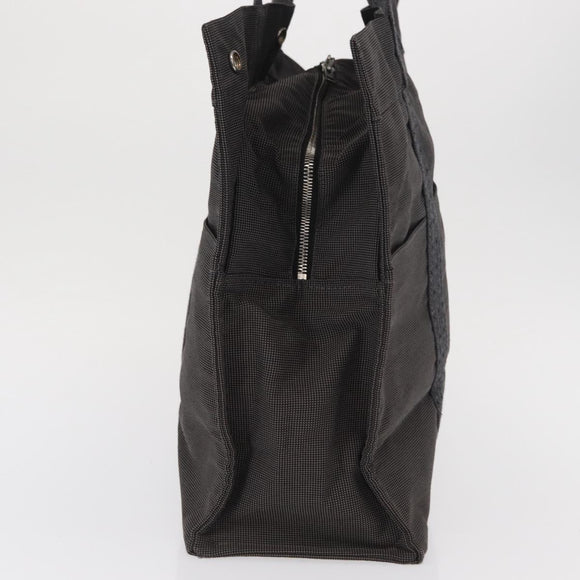 HERMES Her Line Tote Bag Canvas Gray Silver Auth 161431