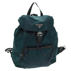 PRADA Backpack Nylon Green Silver Auth 161433
