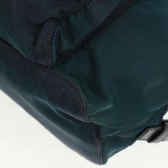 PRADA Backpack Nylon Green Silver Auth 161433