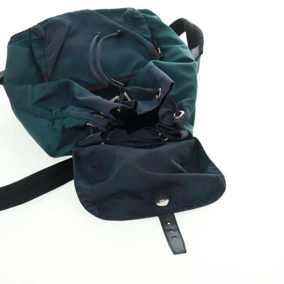 PRADA Backpack Nylon Green Silver Auth 161433