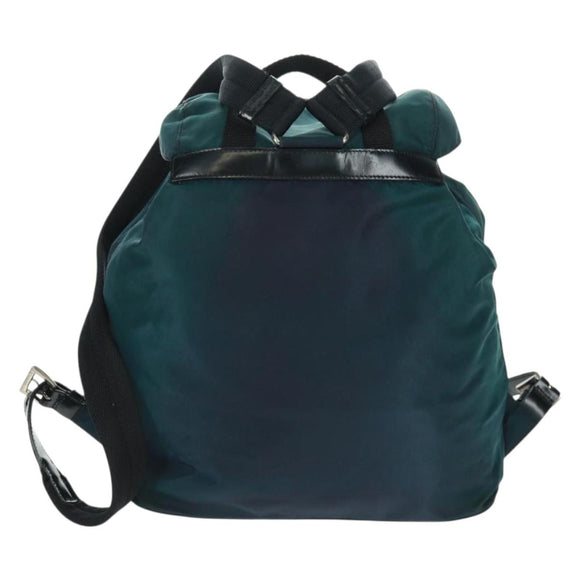 PRADA Backpack Nylon Green Silver Auth 161433