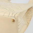 CHANEL Camelia Shoulder Bag Patent leather Ivory Gold CC Auth 161438-17