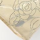 CHANEL Camelia Shoulder Bag Patent leather Ivory Gold CC Auth 161438-9