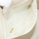 CHANEL Camelia Shoulder Bag Patent leather Ivory Gold CC Auth 161438-24