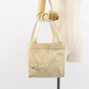 CHANEL Camelia Shoulder Bag Patent leather Ivory Gold CC Auth 161438-25