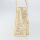 CHANEL Camelia Shoulder Bag Patent leather Ivory Gold CC Auth 161438-3