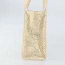 CHANEL Camelia Shoulder Bag Patent leather Ivory Gold CC Auth 161438-4