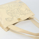 CHANEL Camelia Shoulder Bag Patent leather Ivory Gold CC Auth 161438-6