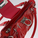 Salvatore Ferragamo Gancini Hand Bag Enamel Red Silver Auth 161440-10