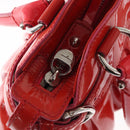 Salvatore Ferragamo Gancini Hand Bag Enamel Red Silver Auth 161440-18