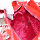 Salvatore Ferragamo Gancini Hand Bag Enamel Red Silver Auth 161440-21