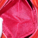 Salvatore Ferragamo Gancini Hand Bag Enamel Red Silver Auth 161440-23