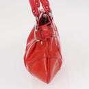 Salvatore Ferragamo Gancini Hand Bag Enamel Red Silver Auth 161440-3