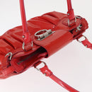 Salvatore Ferragamo Gancini Hand Bag Enamel Red Silver Auth 161440-6