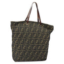 FENDI Zucca Canvas Hand Bag Brown Black Auth 161442-1