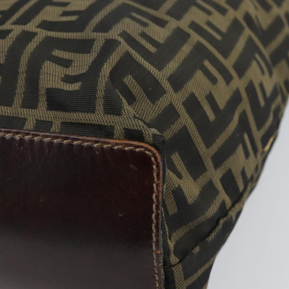 FENDI Zucca Canvas Hand Bag Brown Black Auth 161442