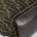 FENDI Zucca Canvas Hand Bag Brown Black Auth 161442-17