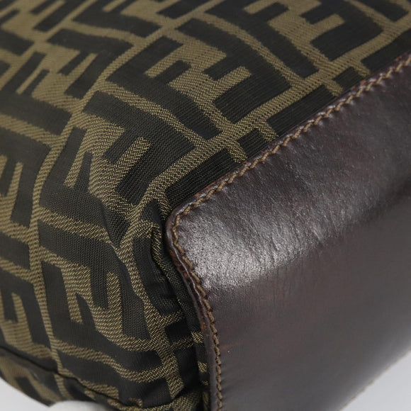 FENDI Zucca Canvas Hand Bag Brown Black Auth 161442