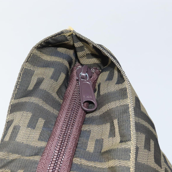 FENDI Zucca Canvas Hand Bag Brown Black Auth 161442
